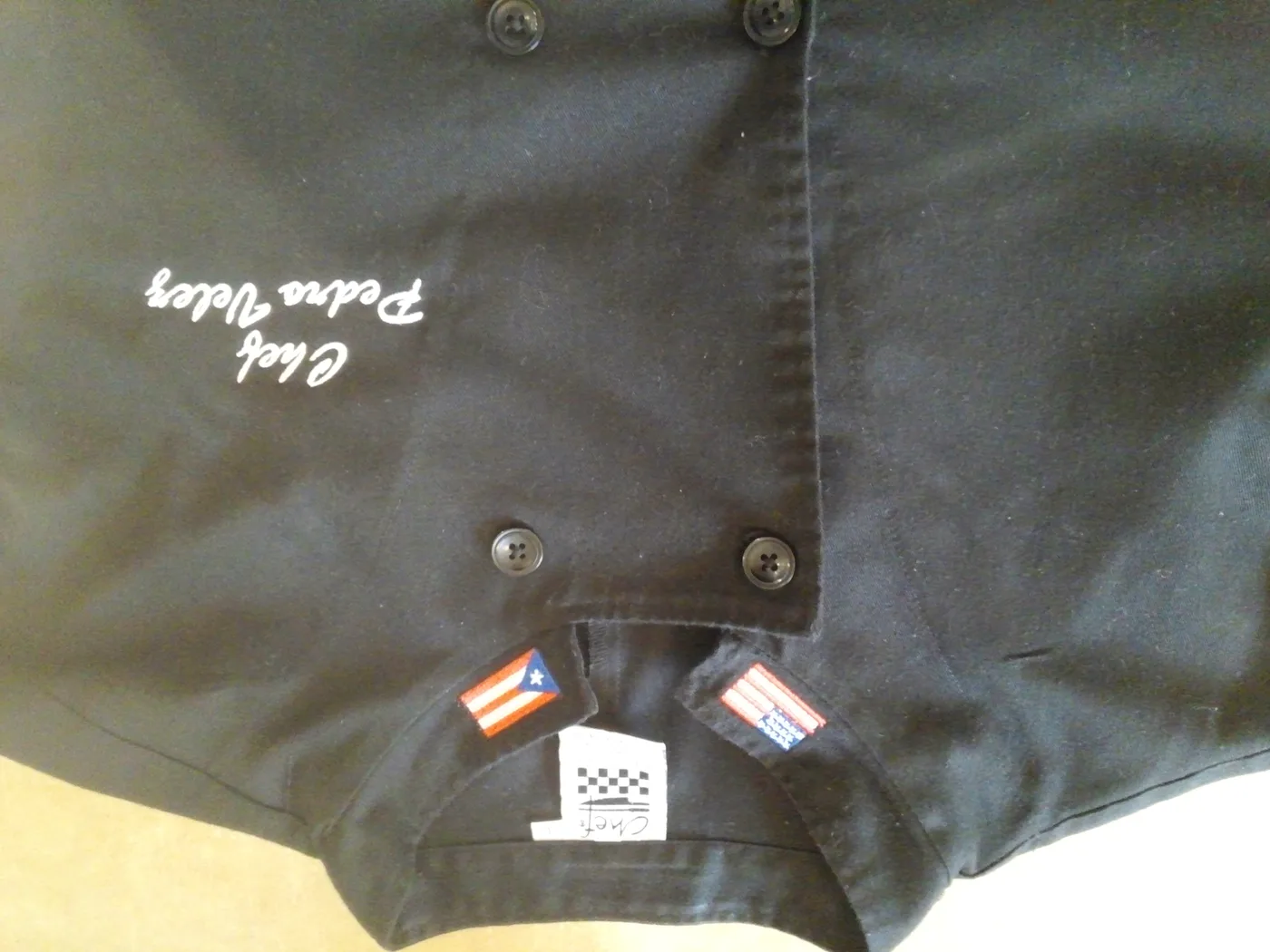 Chef coat embroidered with a name