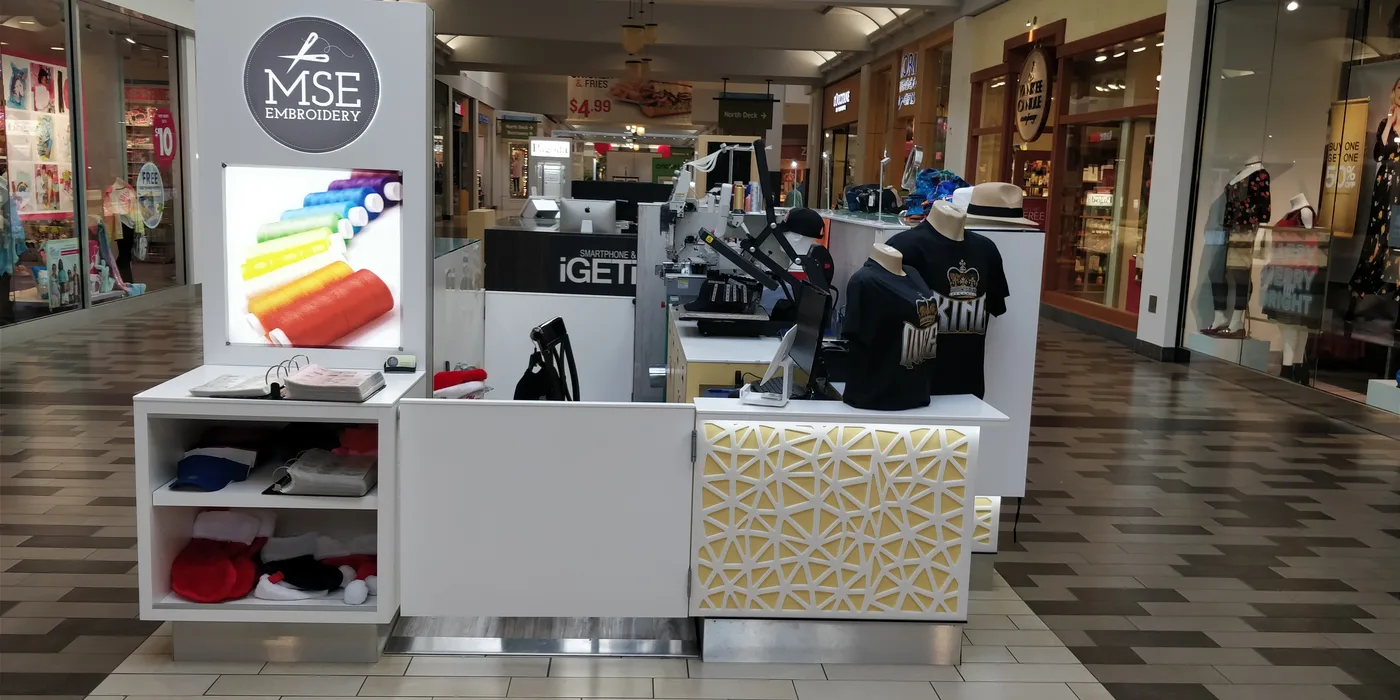 The MSE Embroidery kiosk inside Coastland Center